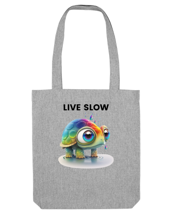 Broasca testoasa pictata in acuarela cu mesajul Live Slow Heather Grey