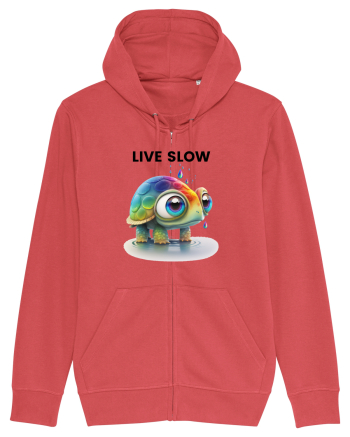 Broasca testoasa pictata in acuarela cu mesajul Live Slow Carmine Red