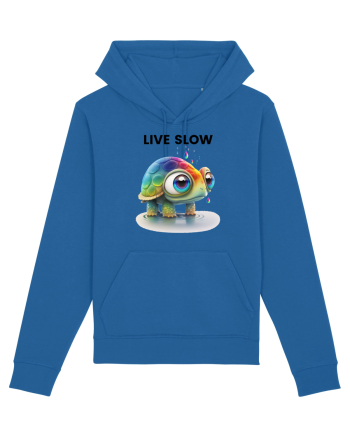Broasca testoasa pictata in acuarela cu mesajul Live Slow Royal Blue