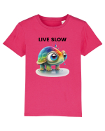 Broasca testoasa pictata in acuarela cu mesajul Live Slow Tricou mânecă scurtă  Copii Mini Creator