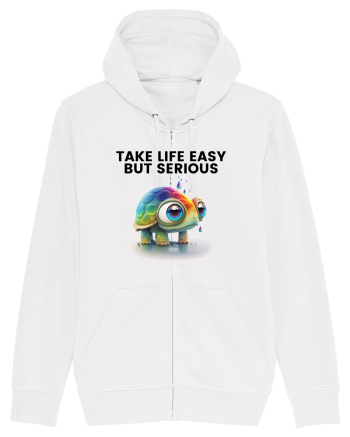 Broasca testoasa pictata in acuarela cu mesajul Take Life Easy but Serious White