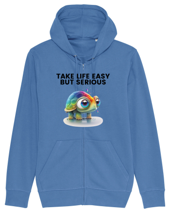 Broasca testoasa pictata in acuarela cu mesajul Take Life Easy but Serious Bright Blue
