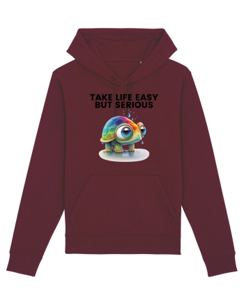 Broasca testoasa pictata in acuarela cu mesajul Take Life Easy but Serious Burgundy