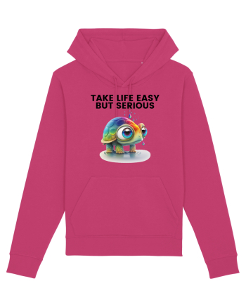 Broasca testoasa pictata in acuarela cu mesajul Take Life Easy but Serious Raspberry