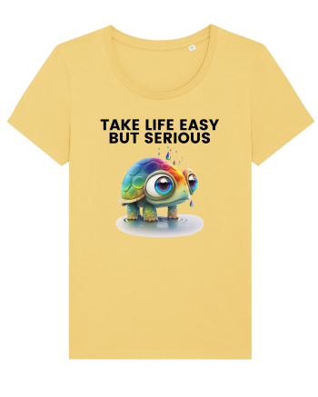 Broasca testoasa pictata in acuarela cu mesajul Take Life Easy but Serious Jojoba