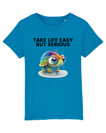 Broasca testoasa pictata in acuarela cu mesajul Take Life Easy but Serious Azur