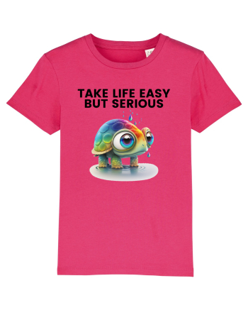 Broasca testoasa pictata in acuarela cu mesajul Take Life Easy but Serious Raspberry