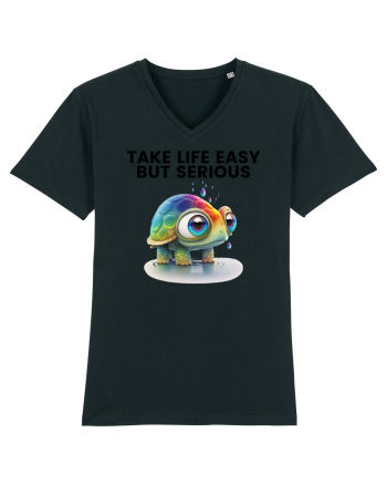 Broasca testoasa pictata in acuarela cu mesajul Take Life Easy but Serious Black