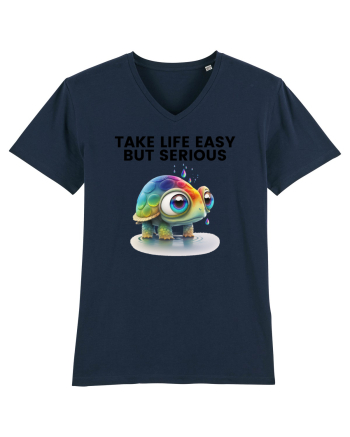 Broasca testoasa pictata in acuarela cu mesajul Take Life Easy but Serious French Navy