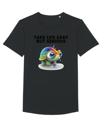 Broasca testoasa pictata in acuarela cu mesajul Take Life Easy but Serious Black