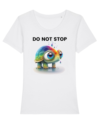Broasca testoasa pictata in acuarela cu mesajul Do Not Stop White