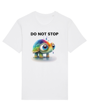 Broasca testoasa pictata in acuarela cu mesajul Do Not Stop White