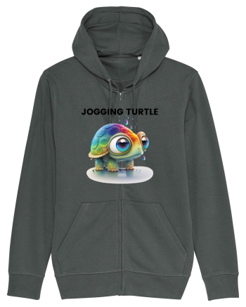 Broasca testoasa pictata in acuarela cu mesajul Jogging Turtle Anthracite