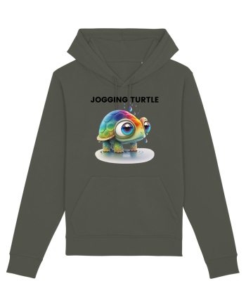 Broasca testoasa pictata in acuarela cu mesajul Jogging Turtle Khaki