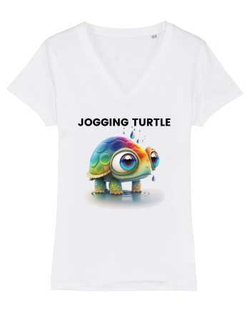 Broasca testoasa pictata in acuarela cu mesajul Jogging Turtle White