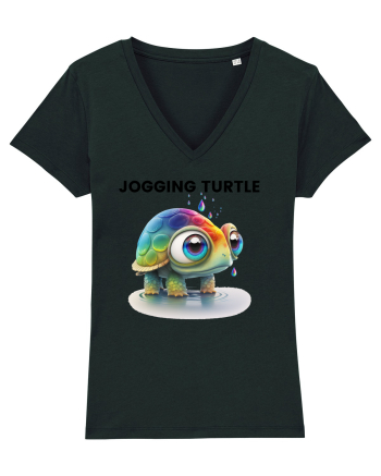 Broasca testoasa pictata in acuarela cu mesajul Jogging Turtle Black