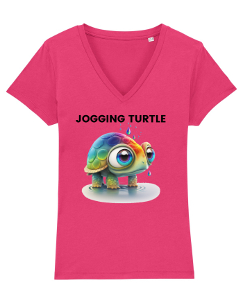 Broasca testoasa pictata in acuarela cu mesajul Jogging Turtle Raspberry