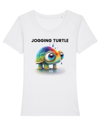 Broasca testoasa pictata in acuarela cu mesajul Jogging Turtle White
