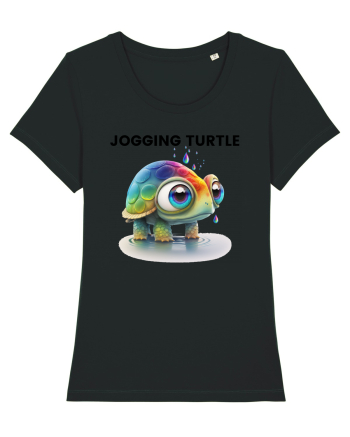 Broasca testoasa pictata in acuarela cu mesajul Jogging Turtle Black