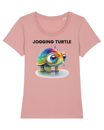 Broasca testoasa pictata in acuarela cu mesajul Jogging Turtle Canyon Pink