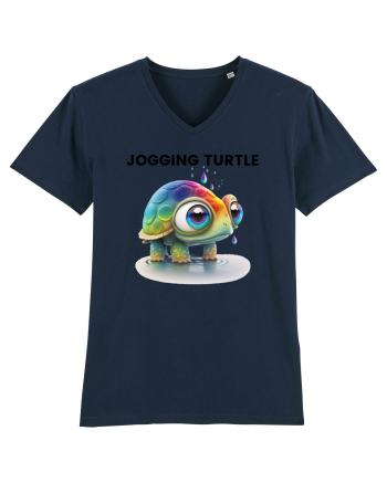 Broasca testoasa pictata in acuarela cu mesajul Jogging Turtle French Navy