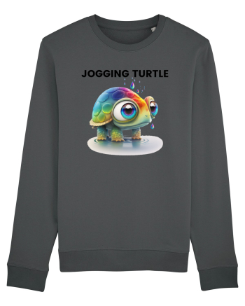 Broasca testoasa pictata in acuarela cu mesajul Jogging Turtle Anthracite