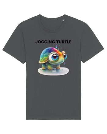 Broasca testoasa pictata in acuarela cu mesajul Jogging Turtle Anthracite