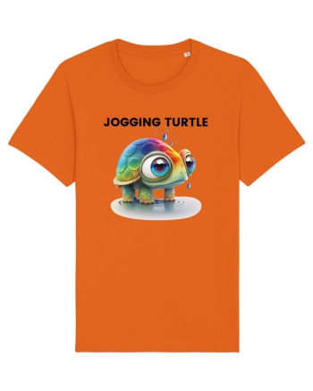 Broasca testoasa pictata in acuarela cu mesajul Jogging Turtle Bright Orange