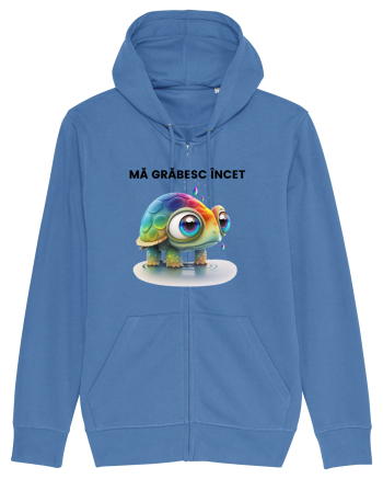 Broasca testoasa pictata in acuarela cu mesajul Ma grabesc Incet Bright Blue