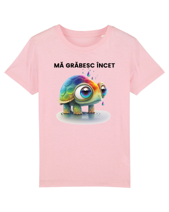 Broasca testoasa pictata in acuarela cu mesajul Ma grabesc Incet Cotton Pink