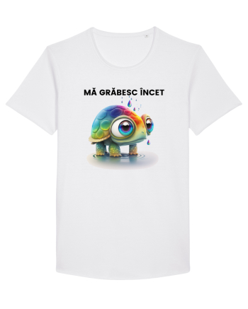 Broasca testoasa pictata in acuarela cu mesajul Ma grabesc Incet White