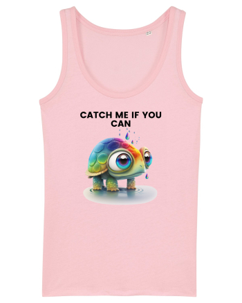 Broasca testoasa pictata in acuarela cu mesajul Catch Me If You Can Cotton Pink