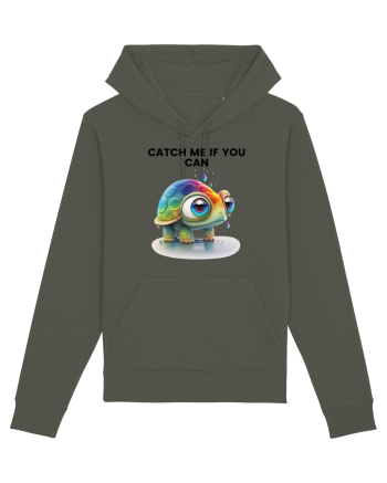 Broasca testoasa pictata in acuarela cu mesajul Catch Me If You Can Khaki