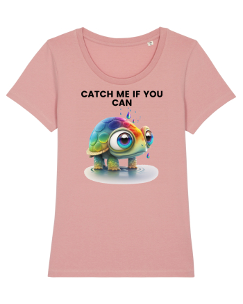 Broasca testoasa pictata in acuarela cu mesajul Catch Me If You Can Canyon Pink