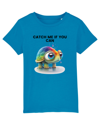 Broasca testoasa pictata in acuarela cu mesajul Catch Me If You Can Azur
