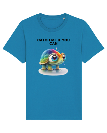 Broasca testoasa pictata in acuarela cu mesajul Catch Me If You Can Azur