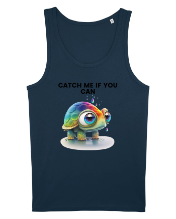 Broasca testoasa pictata in acuarela cu mesajul Catch Me If You Can Navy