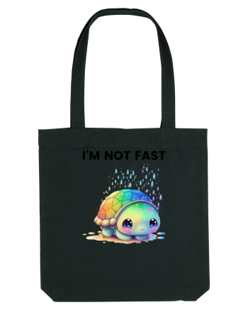 Broasca testoasa pictata in acuarela cu mesajul I'm not fast Black