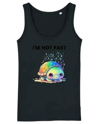 Broasca testoasa pictata in acuarela cu mesajul I'm not fast Black