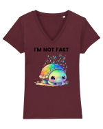 Broasca testoasa pictata in acuarela cu mesajul I'm not fast Tricou mânecă scurtă guler V Damă Evoker
