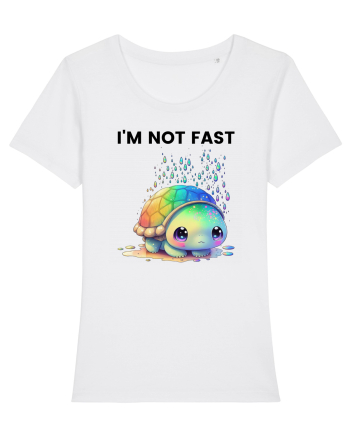 Broasca testoasa pictata in acuarela cu mesajul I'm not fast White