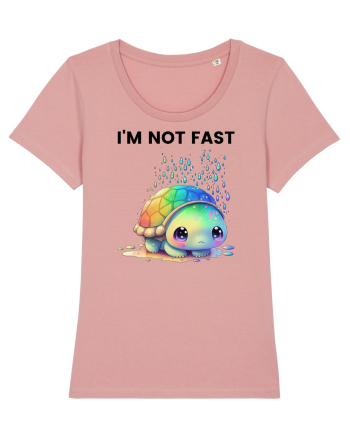Broasca testoasa pictata in acuarela cu mesajul I'm not fast Canyon Pink