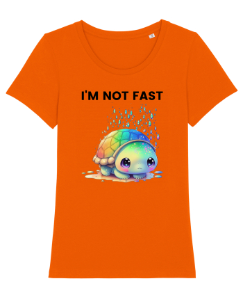 Broasca testoasa pictata in acuarela cu mesajul I'm not fast Bright Orange