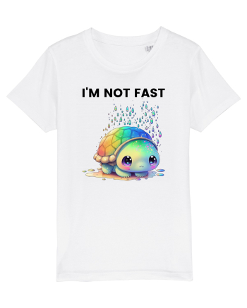 Broasca testoasa pictata in acuarela cu mesajul I'm not fast White