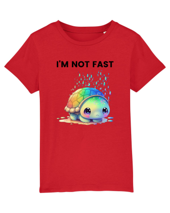 Broasca testoasa pictata in acuarela cu mesajul I'm not fast Red