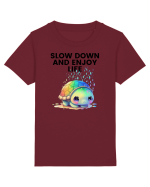 Broasca testoasa pictata in acuarela cu mesajul  Slow Down and Enjoy Life Tricou mânecă scurtă  Copii Mini Creator