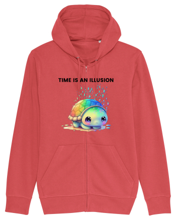 Broasca testoasa pictata in acuarela cu mesajul  Time is an Illusion Carmine Red