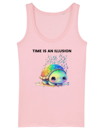 Broasca testoasa pictata in acuarela cu mesajul  Time is an Illusion Cotton Pink
