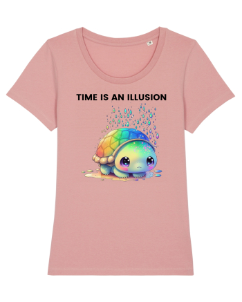 Broasca testoasa pictata in acuarela cu mesajul  Time is an Illusion Canyon Pink