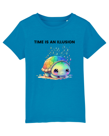 Broasca testoasa pictata in acuarela cu mesajul  Time is an Illusion Azur